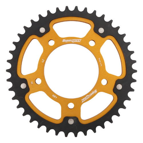 Supersprox - Steel & Aluminum Gold Stealth sprocket, 42T, Chain Size 530, RST-489-42-GLD