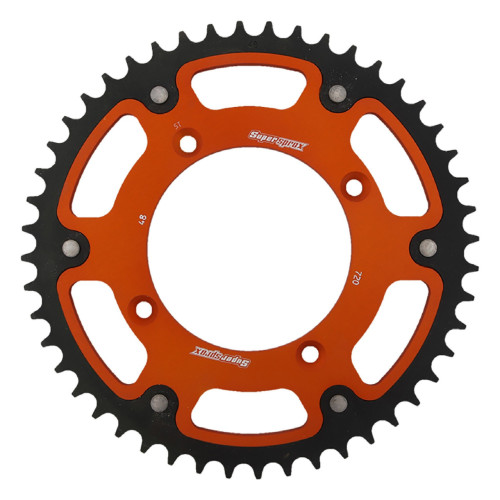 Supersprox - Steel & Aluminum Orange Stealth sprocket, 48T, Chain Size 520, RST-720-48-ORG
