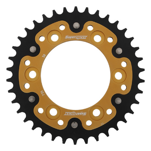 Supersprox - Steel & Aluminum Gold Stealth sprocket, 38T, Chain Size 520, RST-735-38-GLD