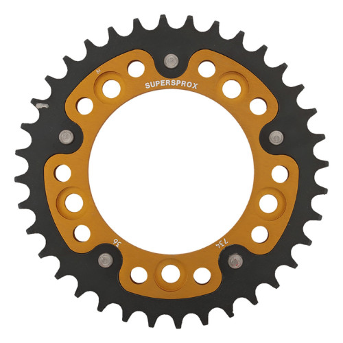 Supersprox - Steel & Aluminum Gold Stealth sprocket, 36T, Chain Size 525, RST-744-36-GLD