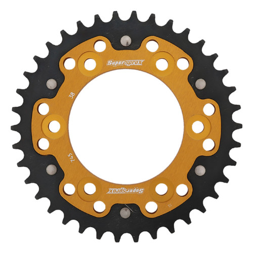 Supersprox - Steel & Aluminum Gold Stealth sprocket, 38T, Chain Size 525, RST-745-38-GLD