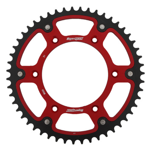 Supersprox - Steel & Aluminum Red Stealth sprocket, 51T, Chain Size 520, RST-8000-51-RED