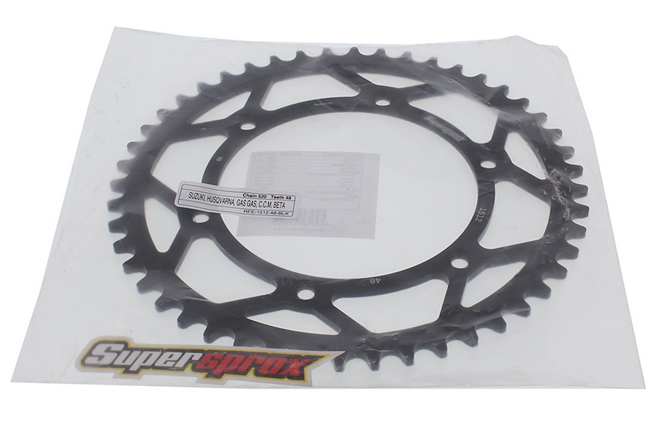 Supersprox Steel Sprocket Black 48T-RFE-1512-48-BLK for Gas-Gas EC250 2003-2019 Supersprox Steel Sprocket Black 48T-RFE-1512-48-BLK for Gas-Gas EC250 2003-2019