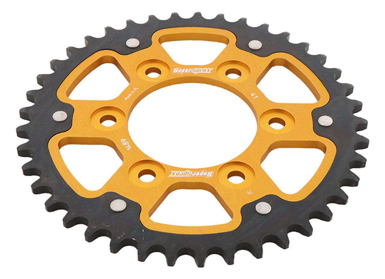 Supersprox - Steel & Aluminum Gold Stealth sprocket, 41T, Chain Size 525, RST-1489-41-GLD Supersprox - Steel & Aluminum Gold Stealth sprocket, 41T, Chain Size 525, RST-1489-41-GLD