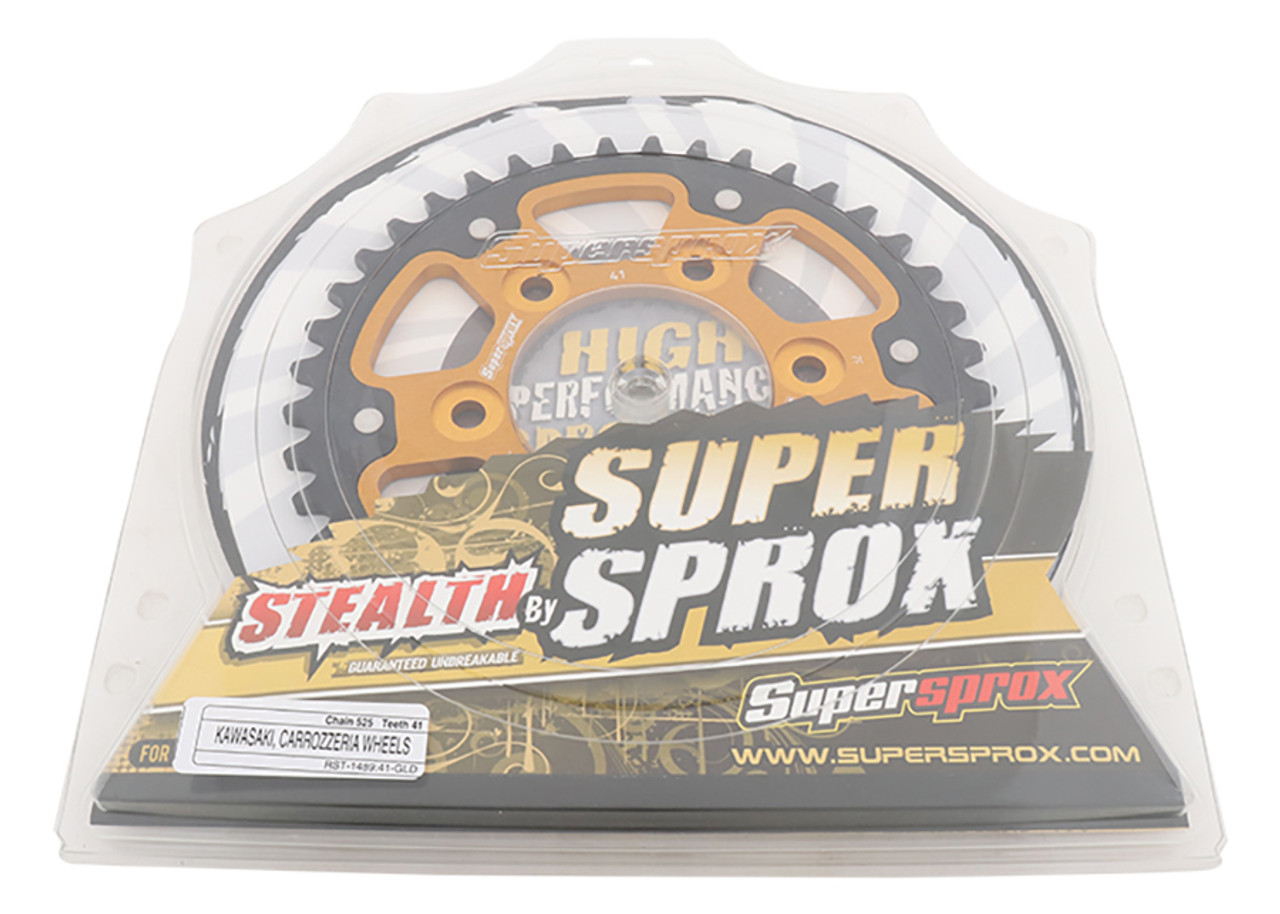 Supersprox - Steel & Aluminum Gold Stealth sprocket, 41T, Chain Size 525, RST-1489-41-GLD Supersprox - Steel & Aluminum Gold Stealth sprocket, 41T, Chain Size 525, RST-1489-41-GLD