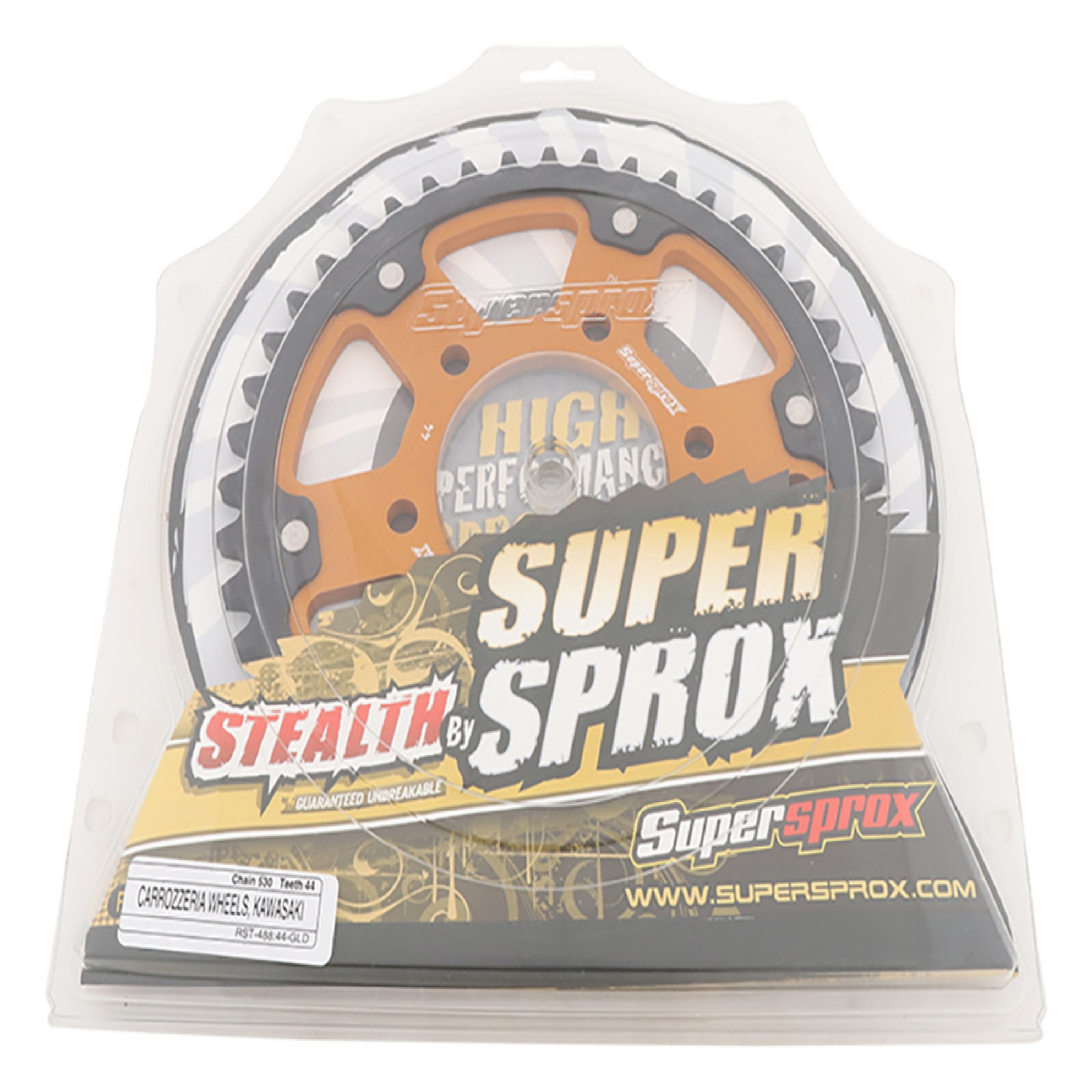 Supersprox - Steel & Aluminum Gold Stealth sprocket, 44T, Chain Size 530, RST-488-44-GLD Supersprox - Steel & Aluminum Gold Stealth sprocket, 44T, Chain Size 530, RST-488-44-GLD